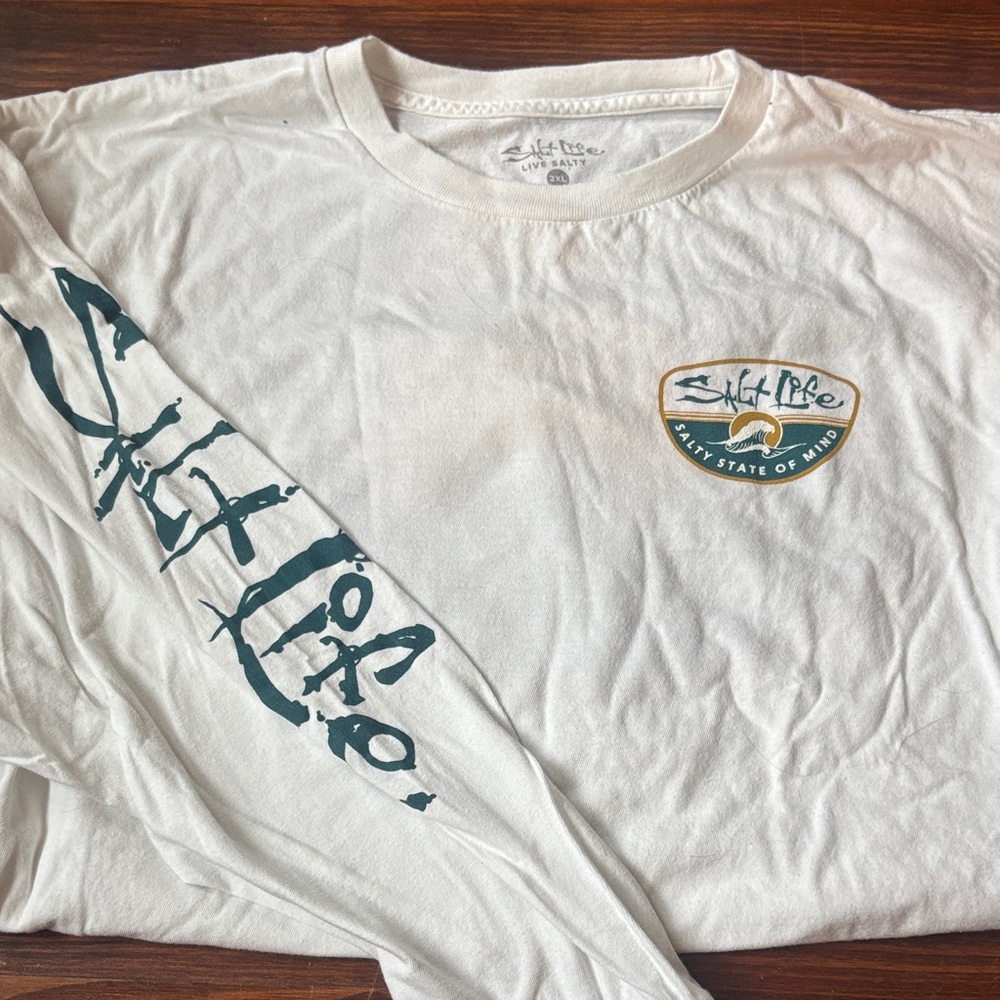 Salt Life White and Green Long Sleeve Tee